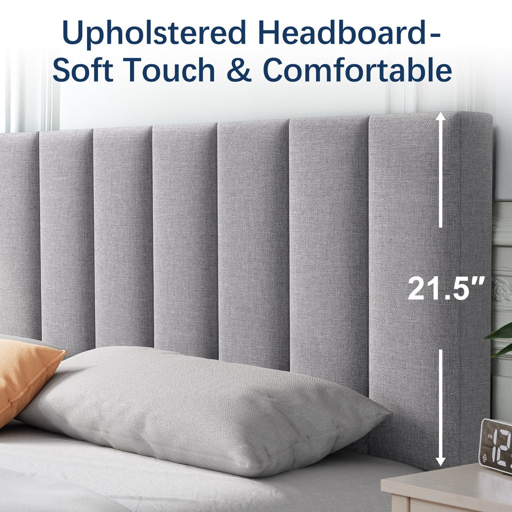 Queen Upholstered Platform Bed Frame with Headboard P89390