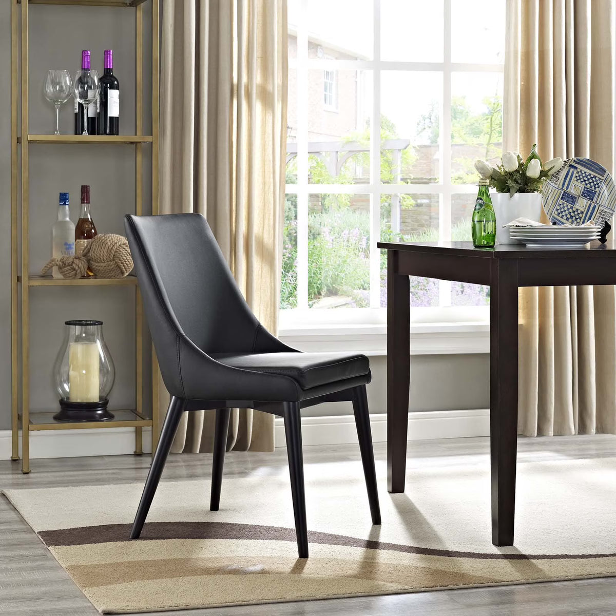 Vegan Leather Dining Chair in Black W3017