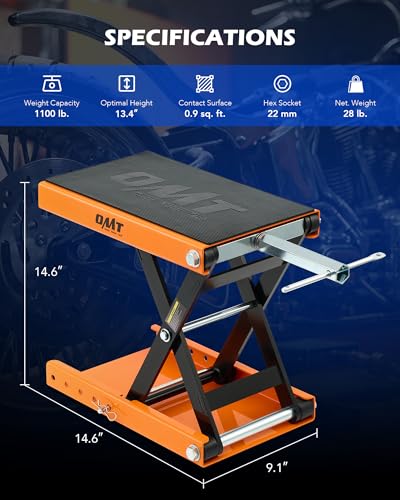 1100lb Motorcycle Scissor Lift Jack with Wide Deck T Handle T8195