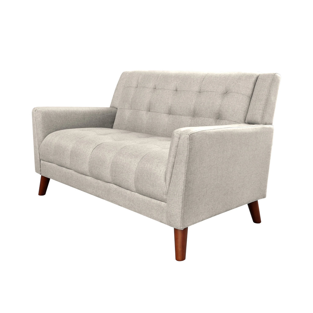 Beige Fabric Tufted Loveseat B411