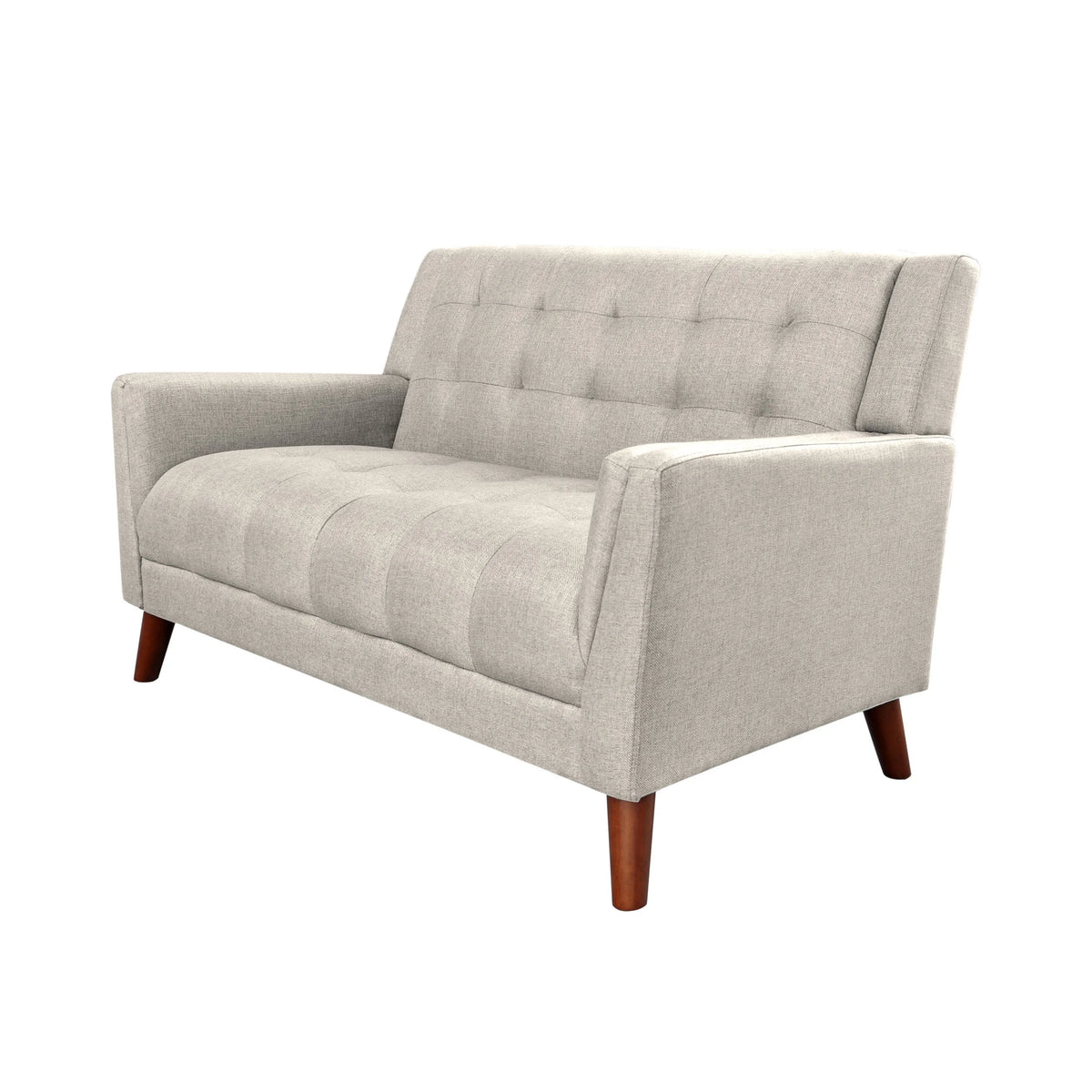 Beige Fabric Tufted Loveseat B411