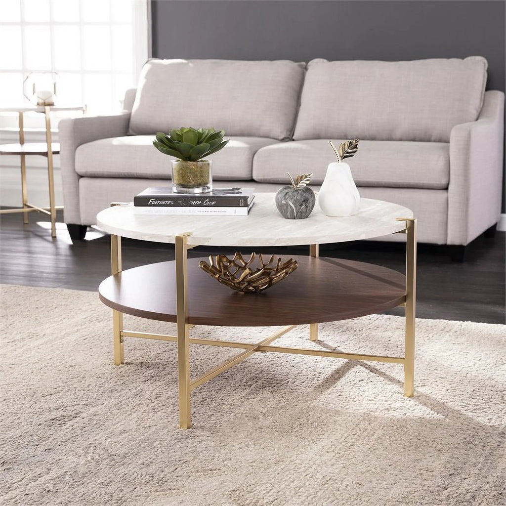 Round Faux Marble Top Cocktail Table U65464