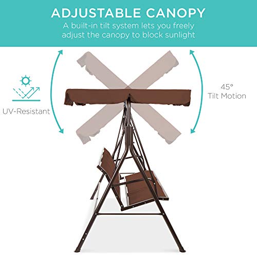 2-Seater Outdoor Adjustable Canopy Swing Glider E237