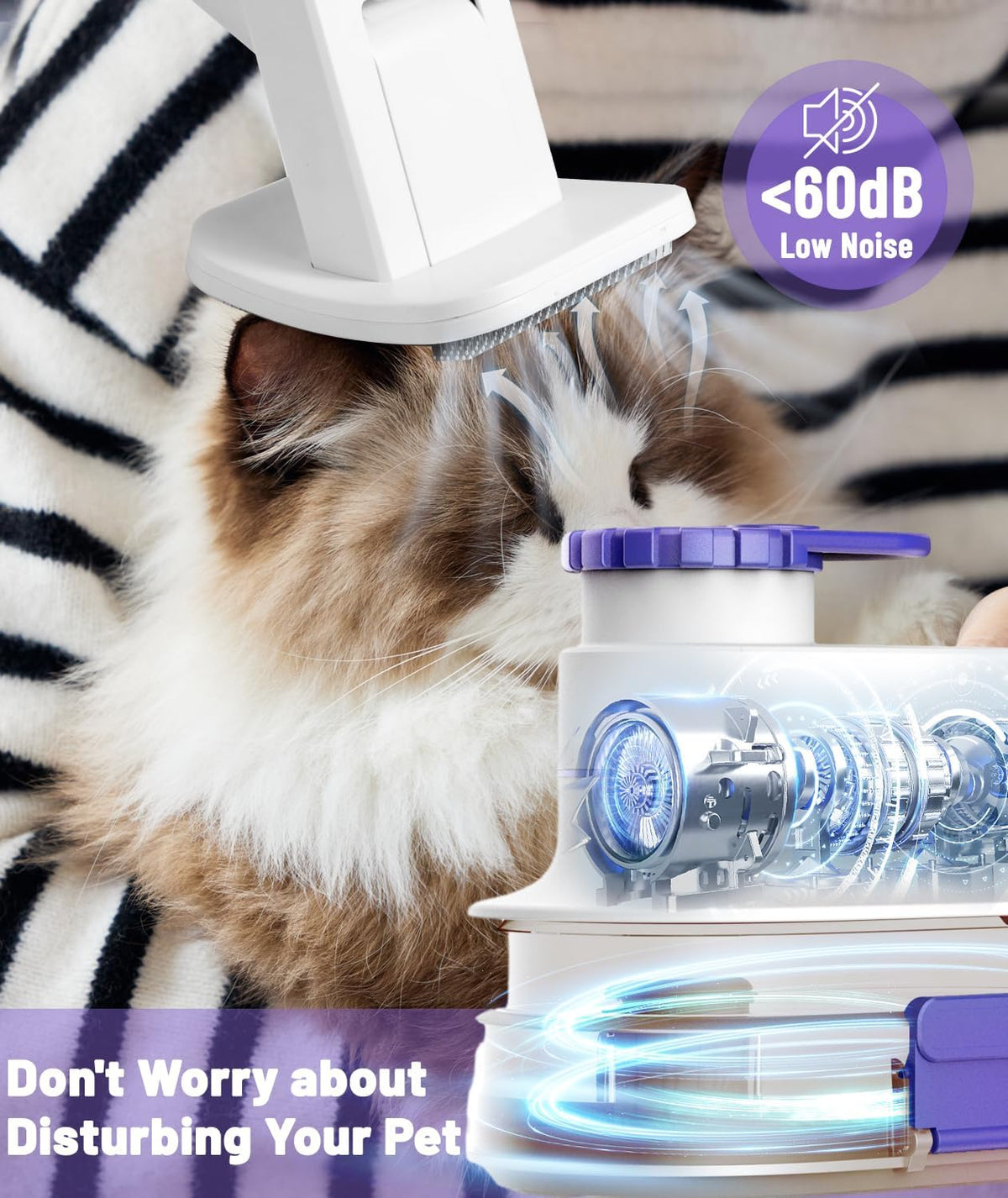 Pet Grooming Kit with 4L Dust Cup, Hair Blower & Electric Clippers, Low Noise Dog Grooming Vacuum I935860