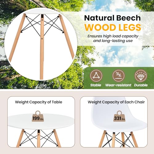 Round Dining Table and Chairs Set of 4 with Wood Legs N297482