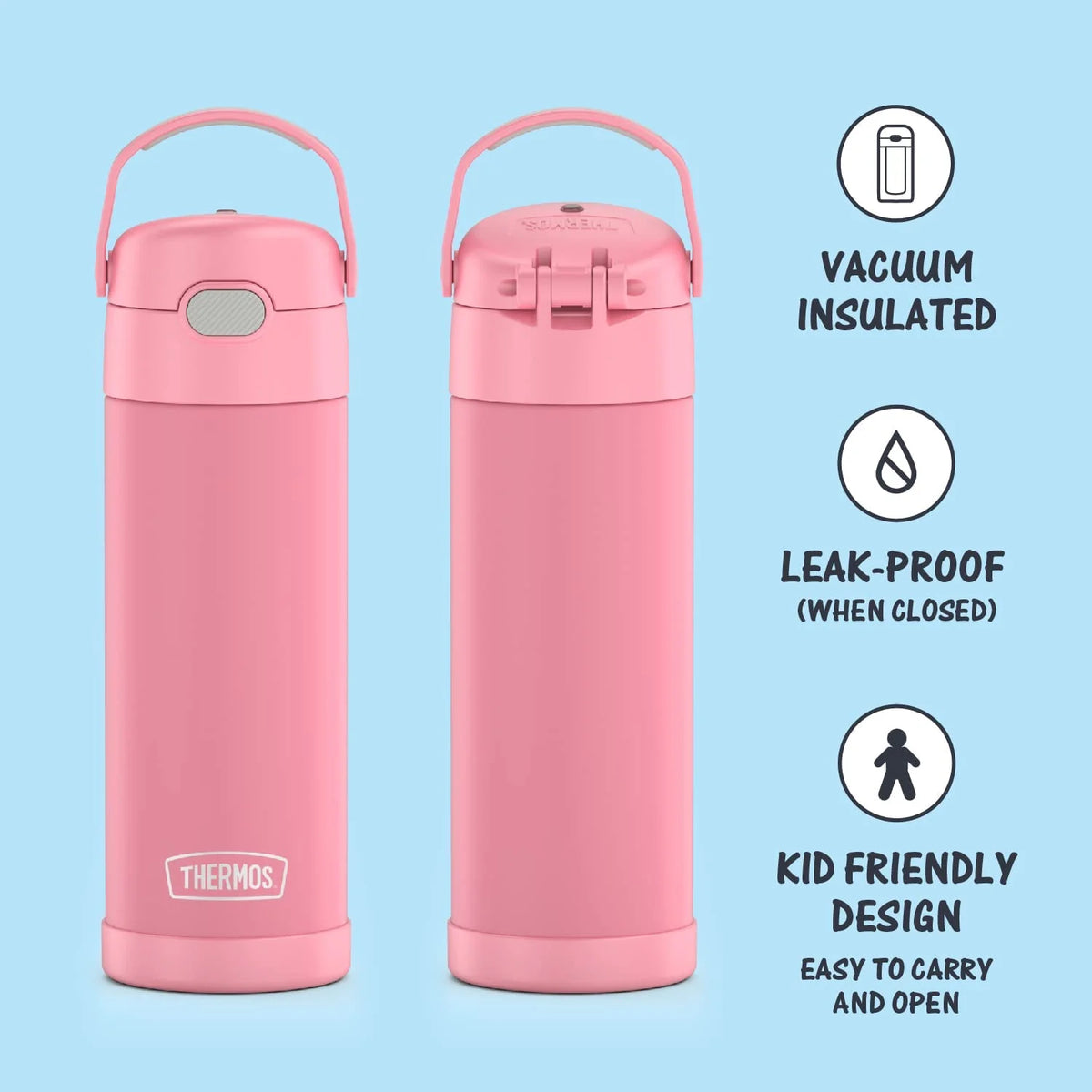 16 Ounce Stainless Steel Vacuum Insulated Bottle with Wide Spout Lid I307371