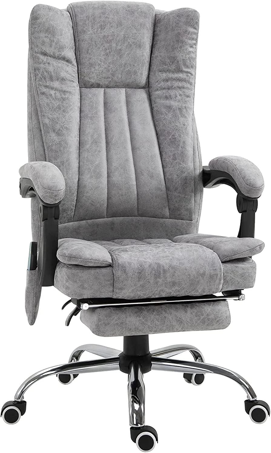 Gray Heated Massage Electric Vibration Reclining Swivel Chair with Pedals Adjustable Back Ergonomic Zero-Gravity Chair P6126