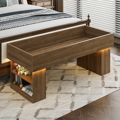 Walnut Wooden Pet Bed with 2 Cushions and Led Light G194780