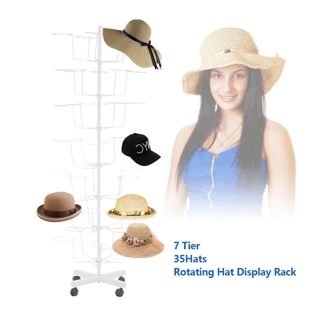 Adjustable Rotating 7 Tier Hat Display Rack J59117