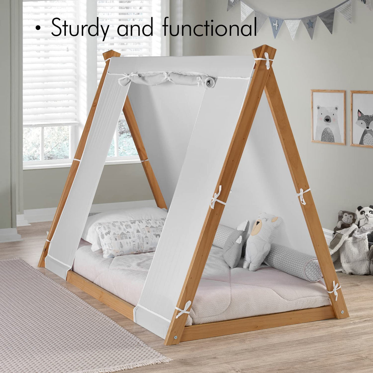 Twin Floor Bed with Natural Frame T60752