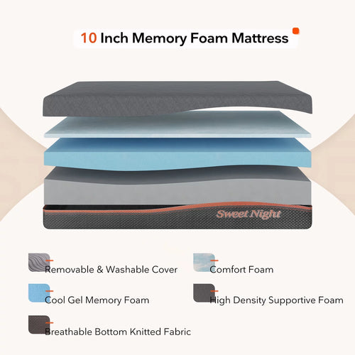 10 inch Gel Memory Foam Mattress Queen Size G58334