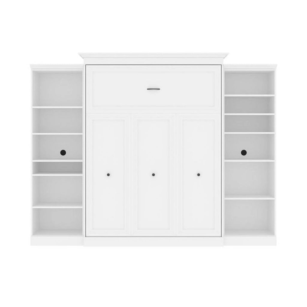 Queen Wall Bed with Storage in White Q62920