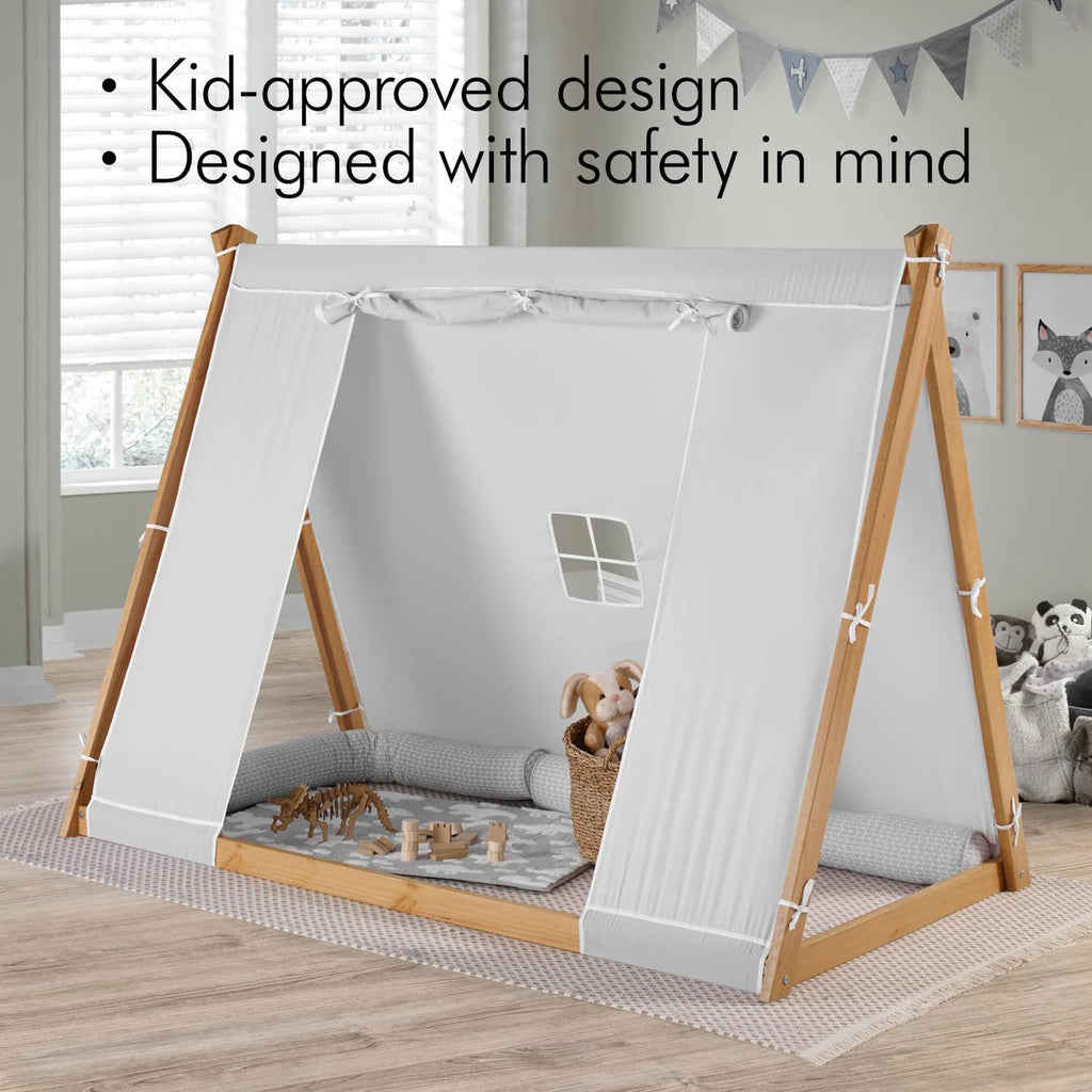 Twin Floor Bed with Natural Frame T60752