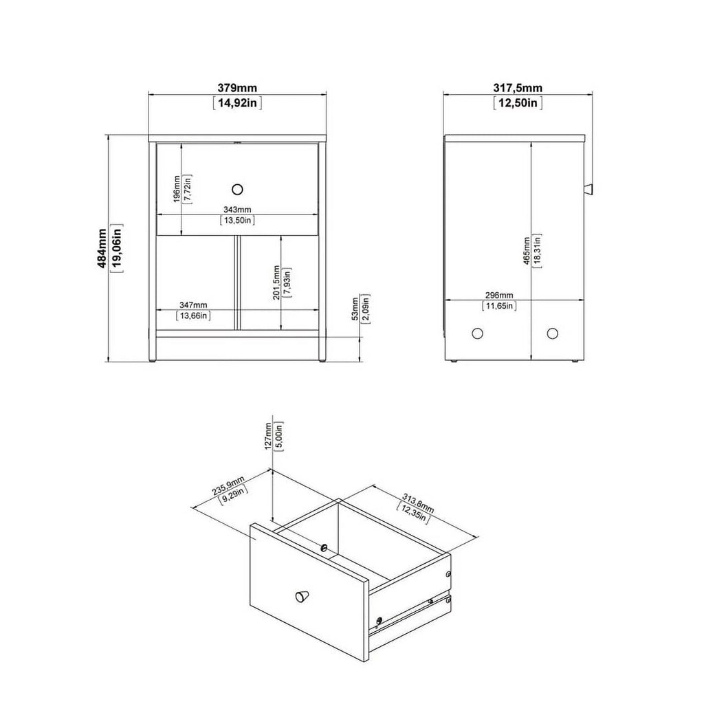 White 2 Piece Wood Dresser and Nightstand Set O997