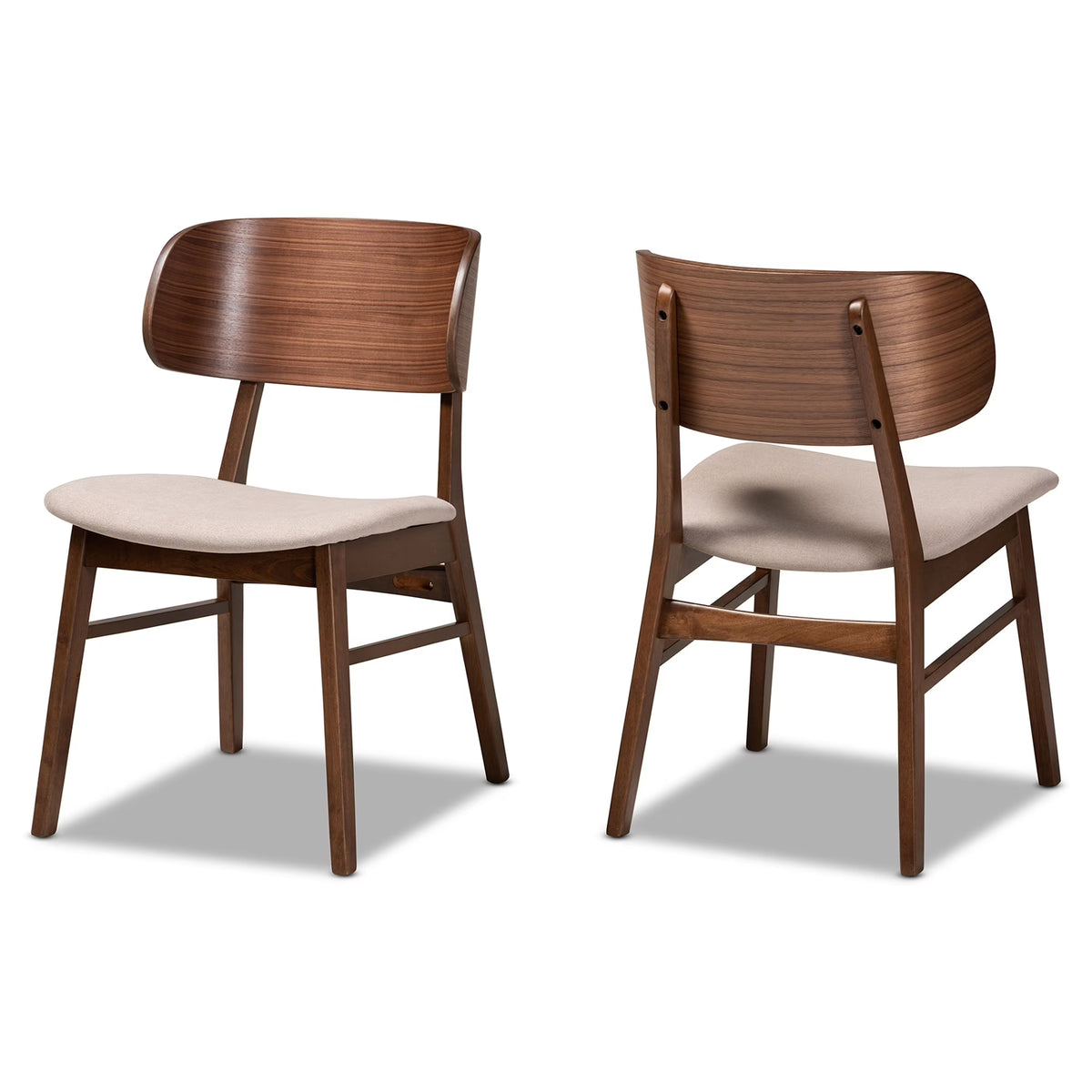 Beige Wood Dining Chair Set (2PCs) D7597