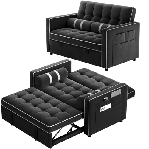 3 in 1 Convertible Sleeper Sofa Bed with USB Ports & Side Pockets M449851