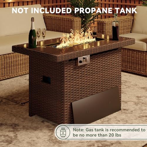 41" Propane Fire Pit Table 50,000 BTU with Removable Lid & Waterproof Cover Black I471383