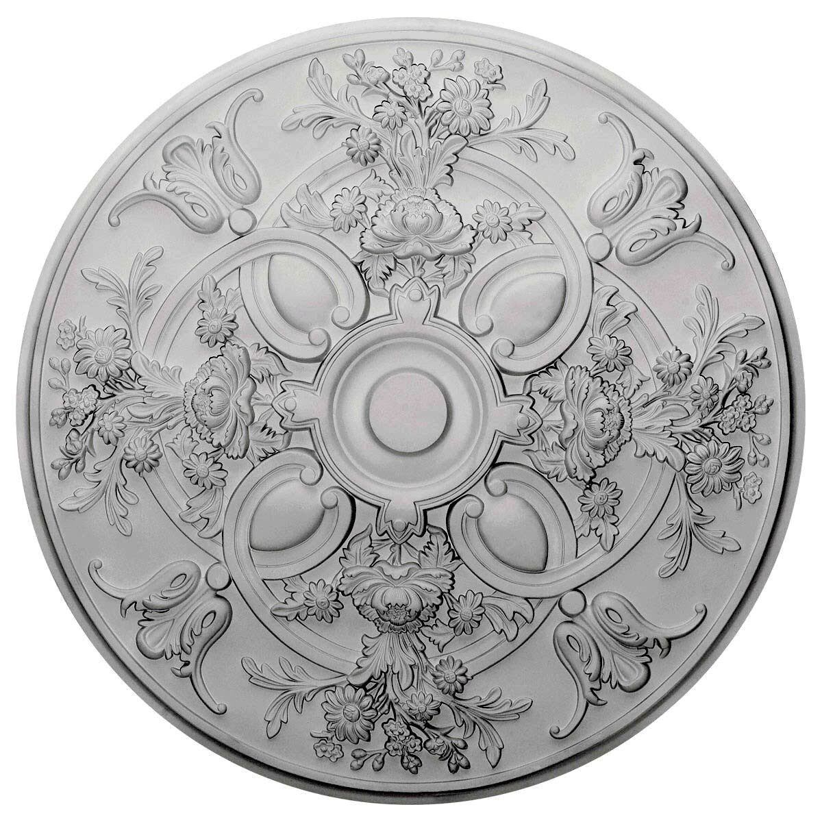 31 1/4x22OD x 2 1/4x22P Hand-Painted Platinum Ceiling Medallion L9985