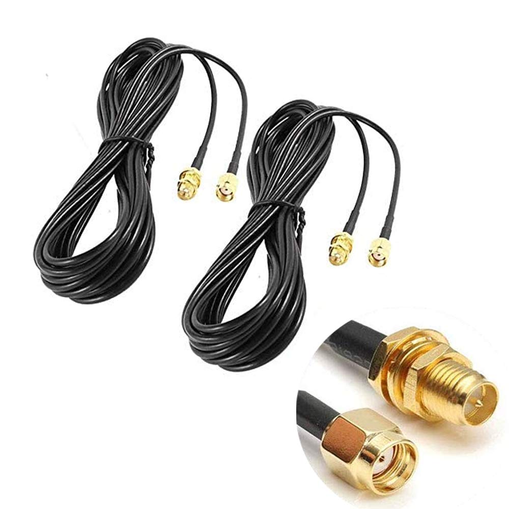 2Pack 33ft WiFi Antenna Extension Cable RP-SMA Male to Female Connector B9503