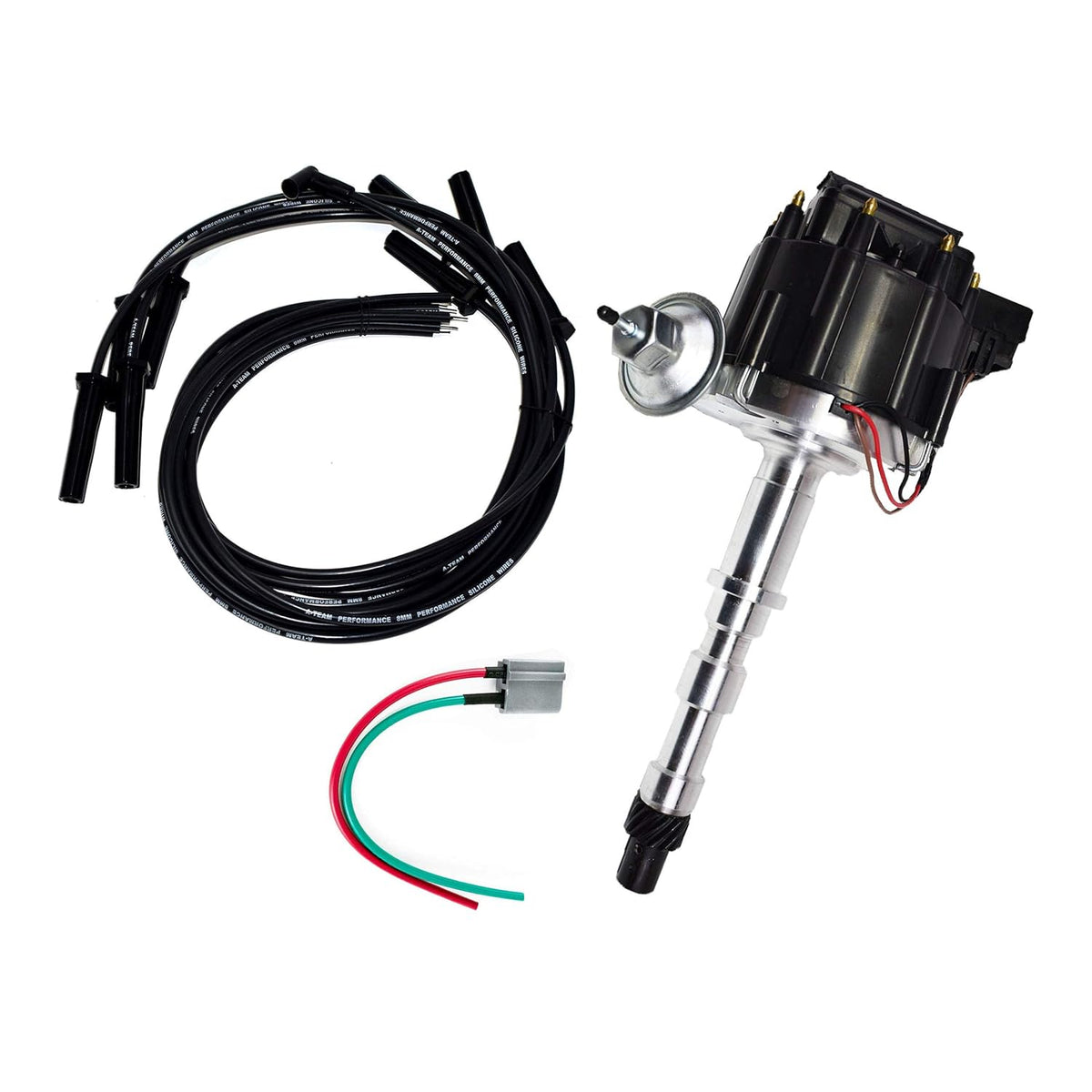 HEI Distributor, 8.0mm Spark Plug Wires, and Battery-Pigtail Harness Kit J96158