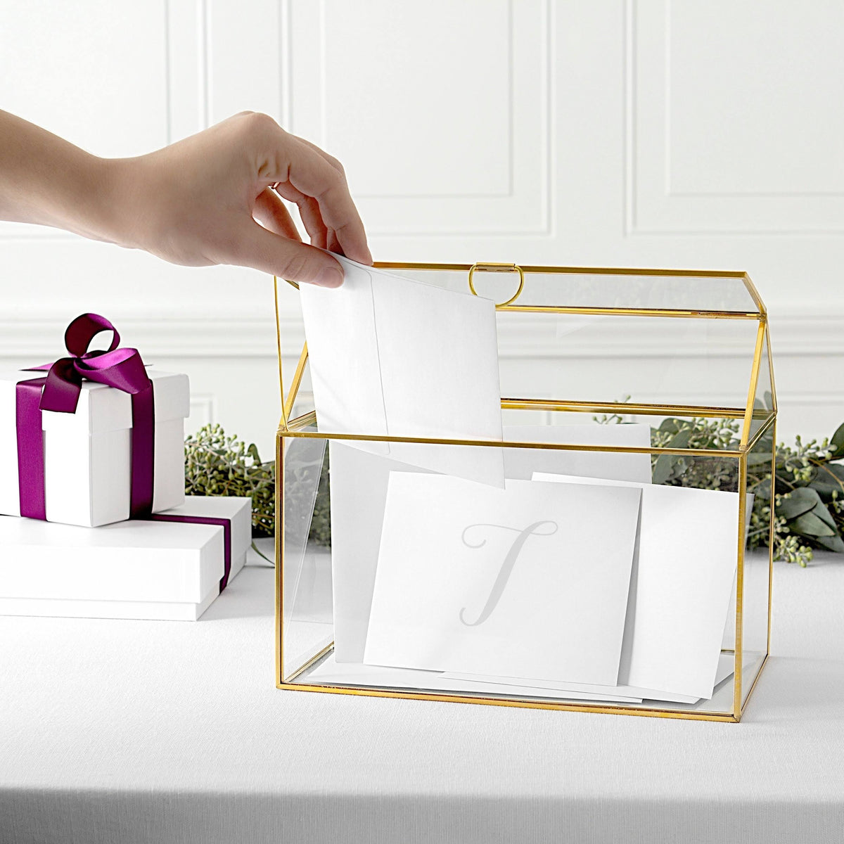 Gold Wedding Glass Terrarium Card Holder A528408