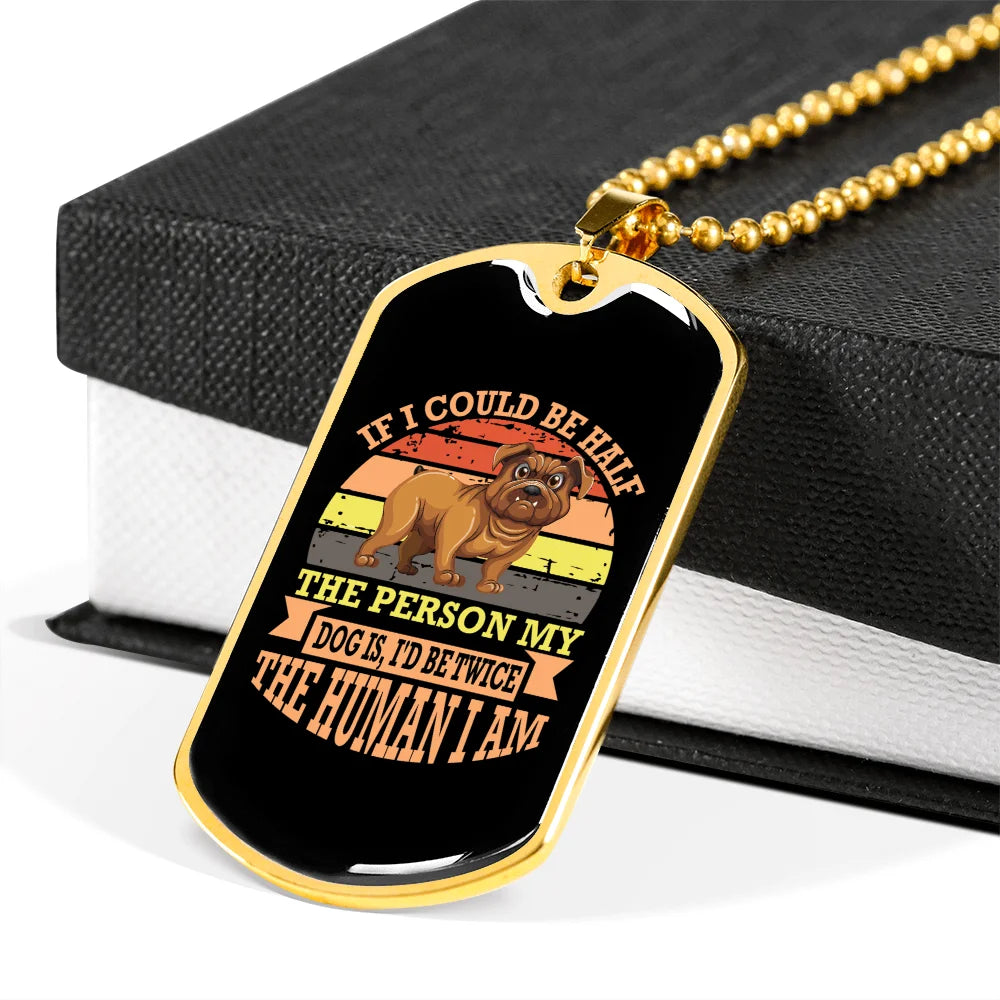 Peach Stainless Steel Dog Tag Necklace 24" Chain X20936