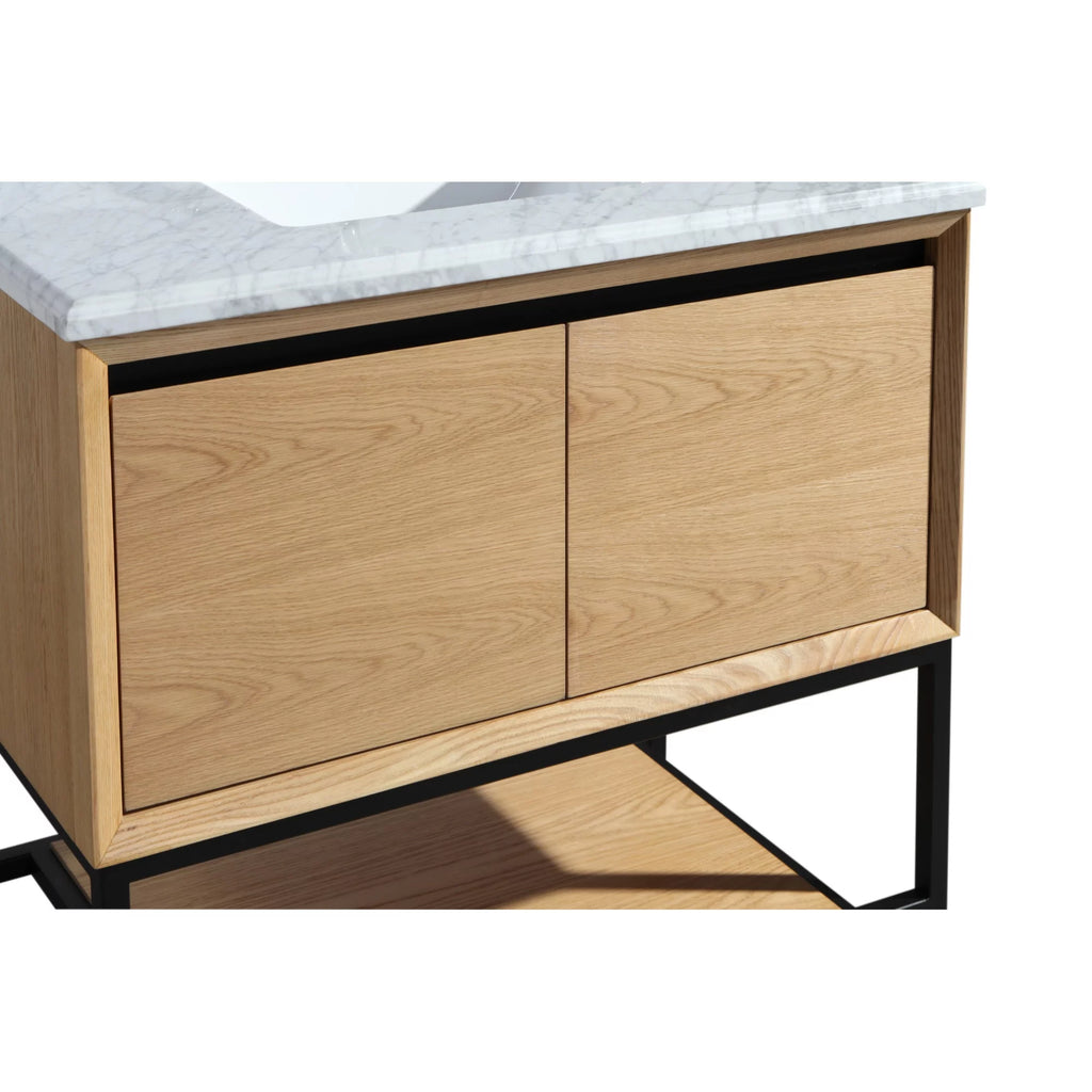 36" Oak Wood and Stainless Steel Cabinet G954325