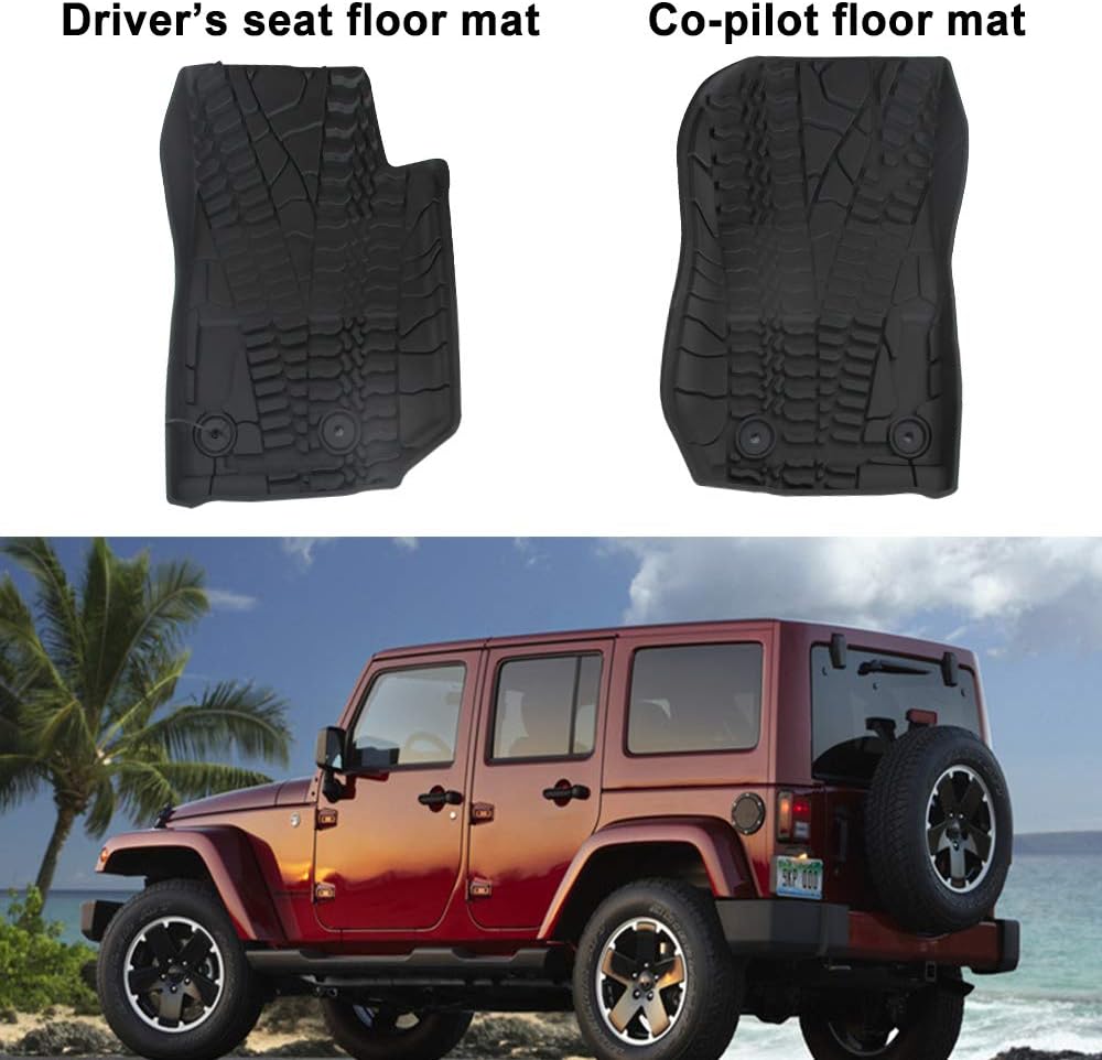 Black Front Row TPE Floor Mat Set for 2014-2018 Jeep Wrangler JK JKU D4356