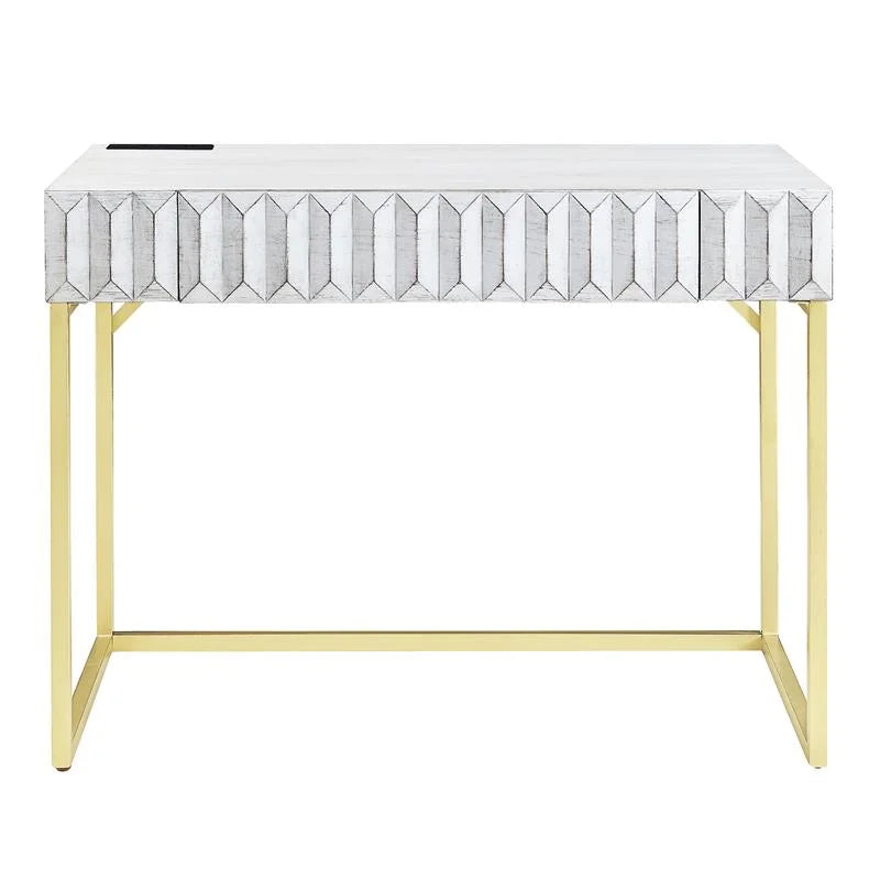 White Wood Writing Desk with USB Port Y864