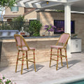 Set of 2 Red Aluminum Rattan Bar Stool X269