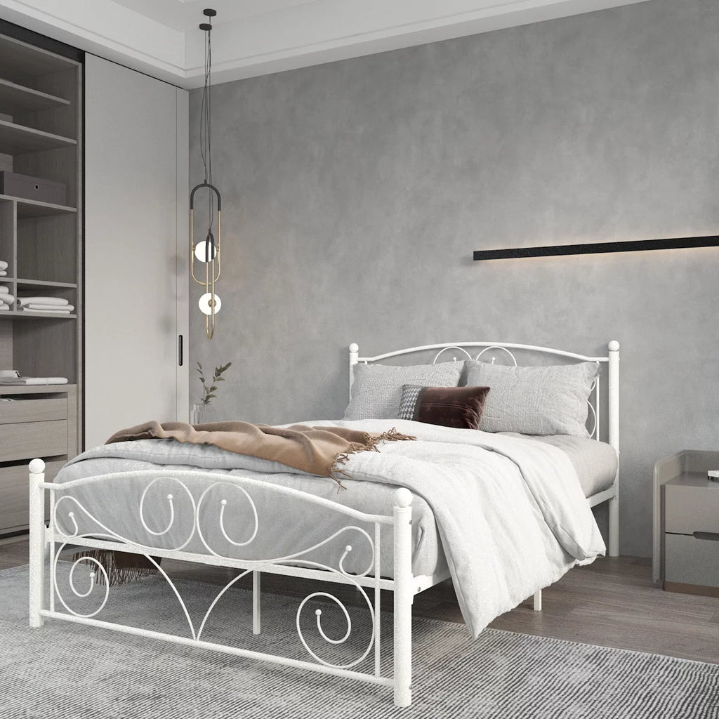 Queen Size Metal Bed Frame with Headboard and Footboard E65207