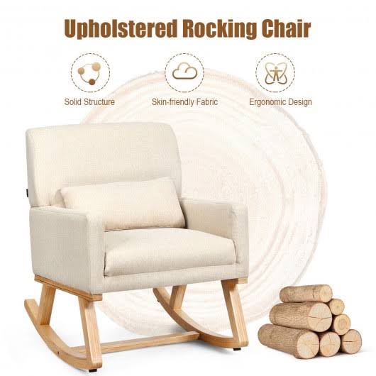 Beige Upholstered Rocking Armchair J951544