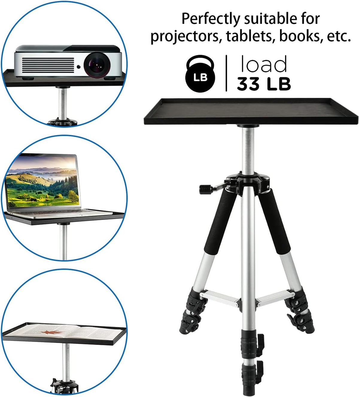 Aluminum Alloy Adjustable Height Tripod Stand with Carry Bag D7432
