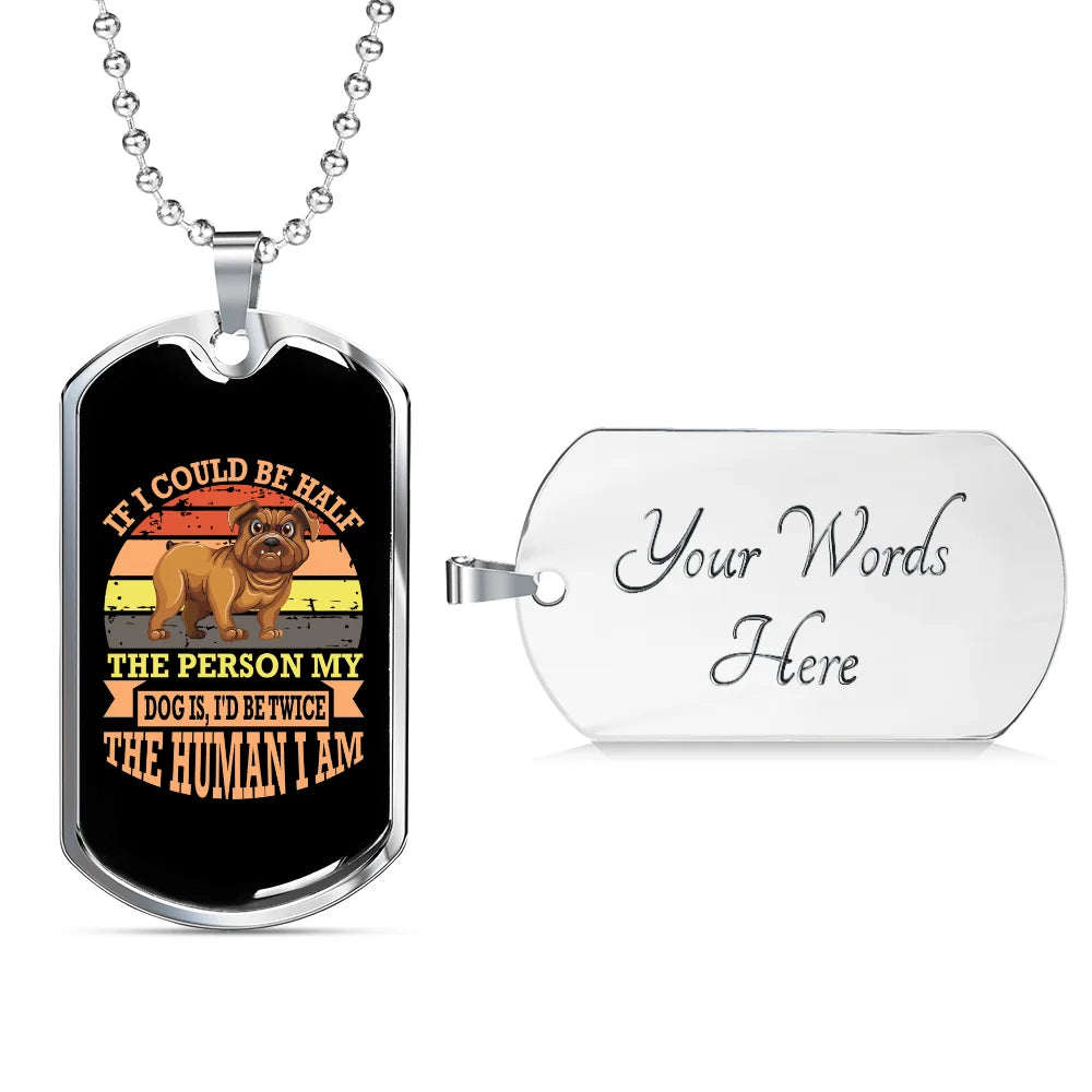 Peach Stainless Steel Dog Tag Necklace 24" Chain X20936