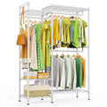 Heavy Duty White Metal Clothes Rack with Shelves Q102