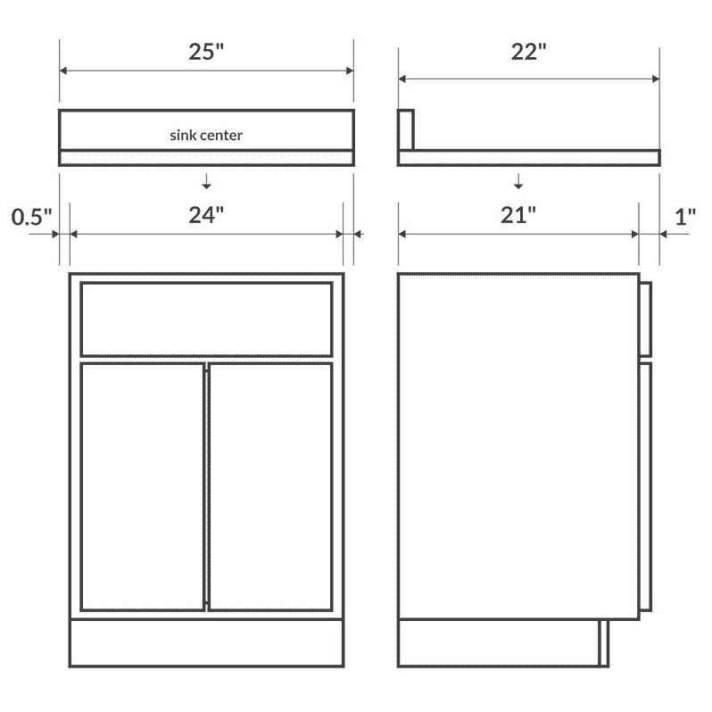 Baltic Brown Granite Vanity Top 25 in x 22 in with Backsplash 8 in Spread J433983