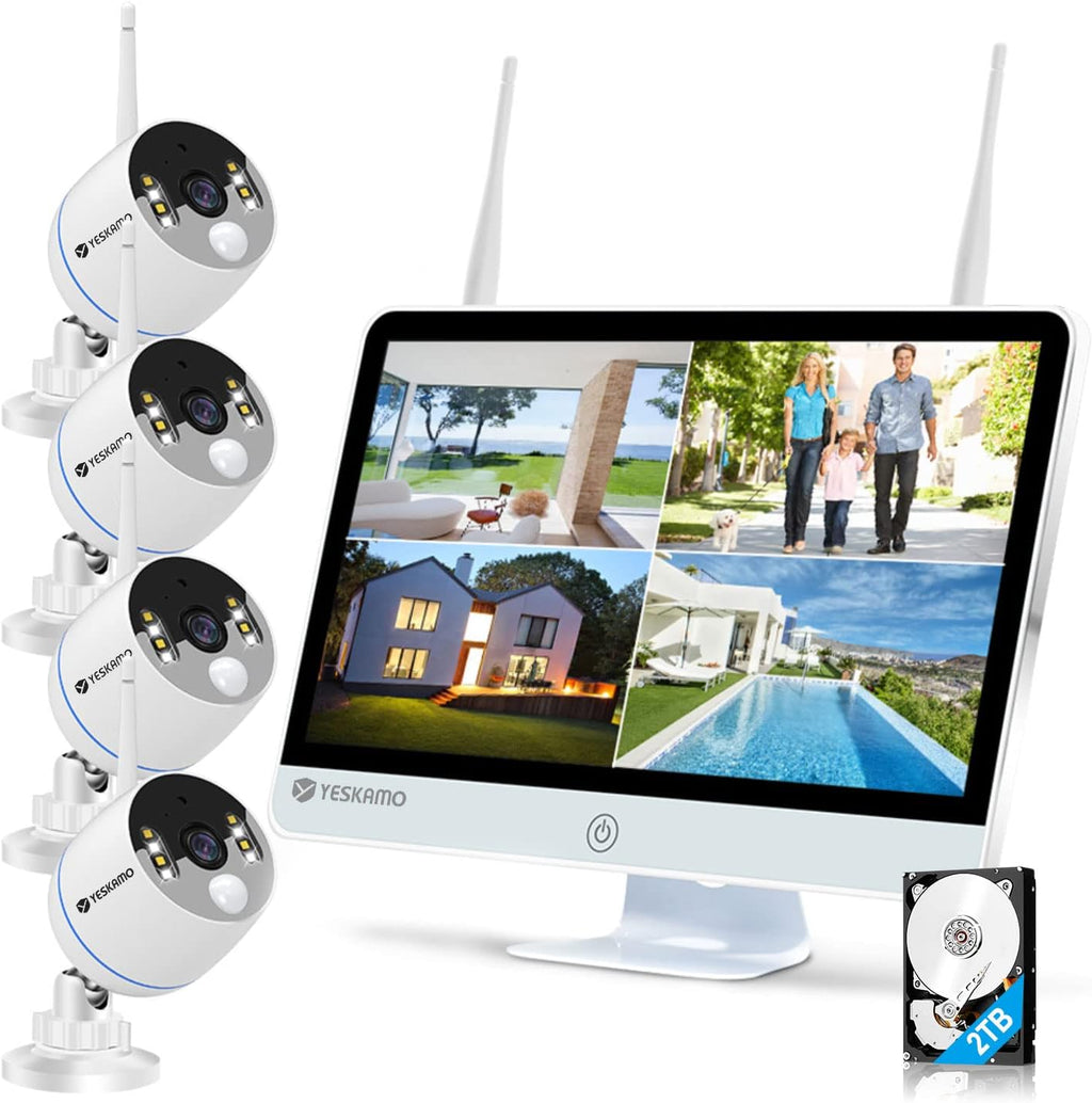 16inch 1080p IPS Monitor 2TB Hard Drive 3MP Spotlight IP Cameras 8CH WiFi Surveillance System Z8669