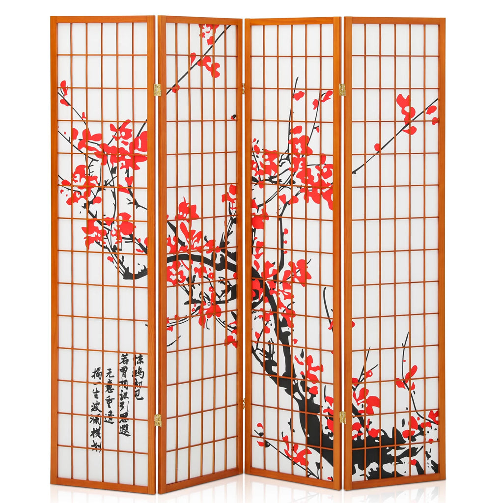 5.8 ft Tall 4 Panel Wood Room Divider W695092