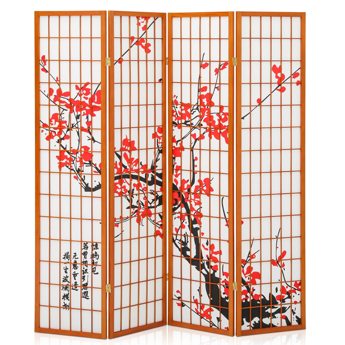 5.8 ft Tall 4 Panel Wood Room Divider W695092
