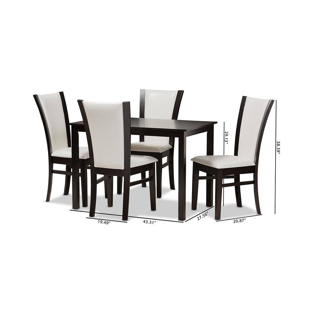 5-Piece White Faux Leather Dining Set Y6073