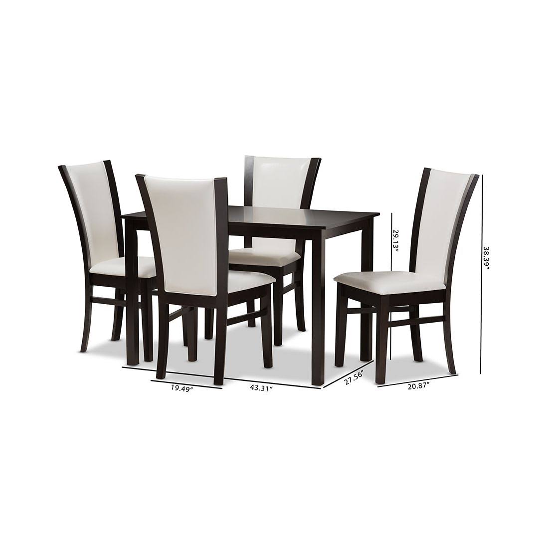 5-Piece White Faux Leather Dining Set Y6073
