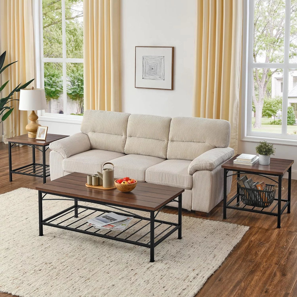 Brown 3 Piece Coffee Table and 2 End Side Tables N581299