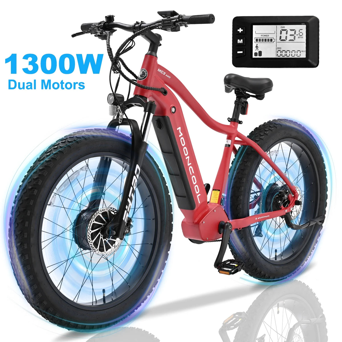 48V 1000W Dual Motors 26 x 4 Fat Tire 7-Speed Electric Mountain Bike N62533