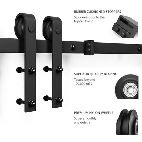 36 x 84 in Glass Barn Door with 6.6FT Sliding Hardware Kit W76458