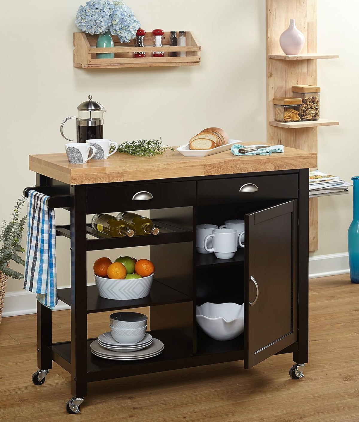 Wenge/Natural Storage Kitchen Cart I953012