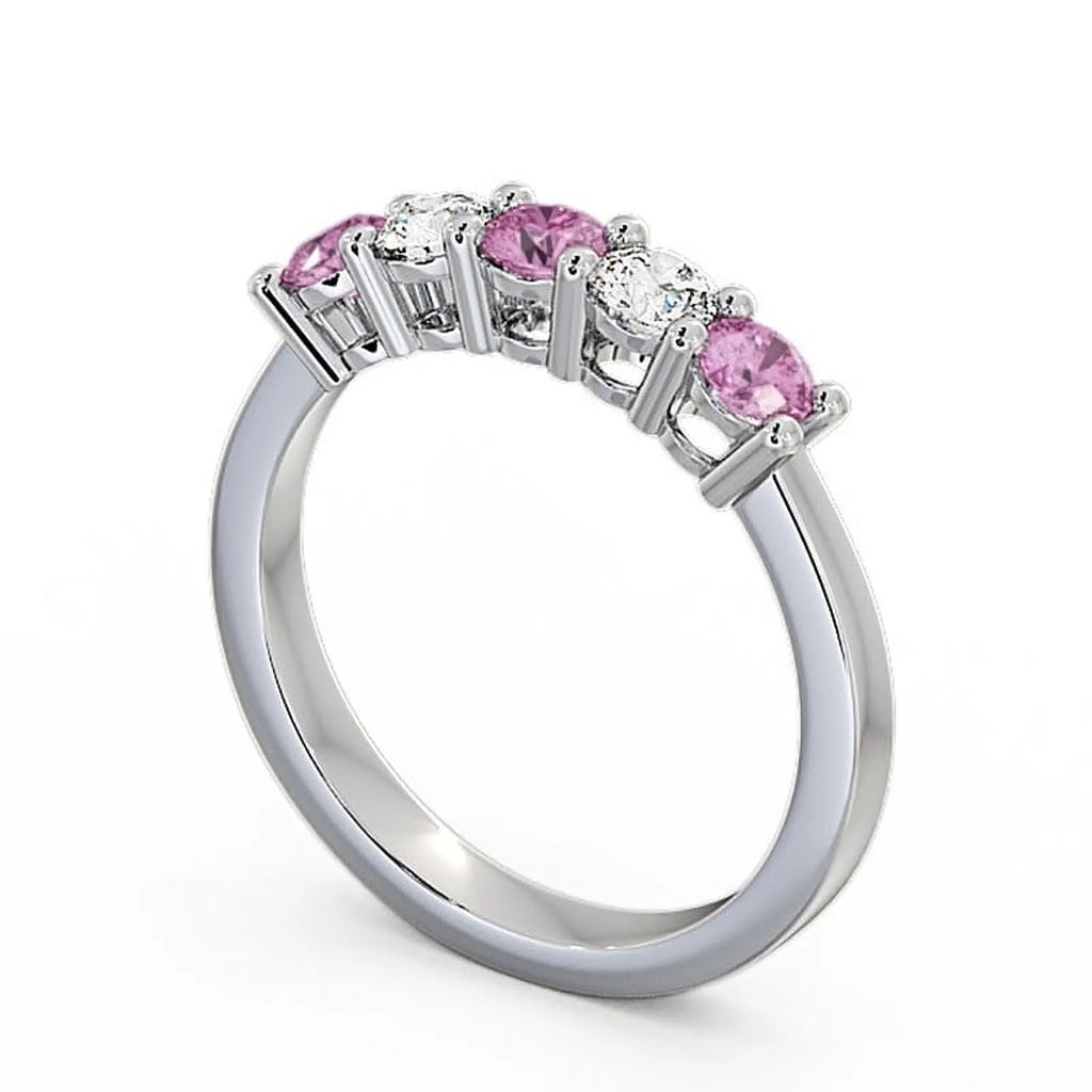 14K White Gold Pink Sapphire Diamond Eternity Band H756