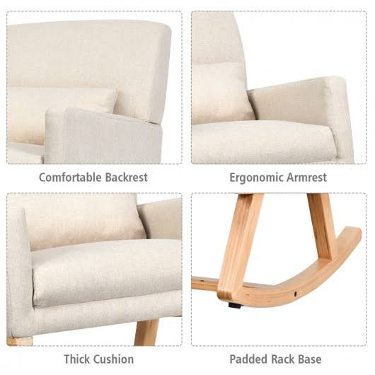 Beige Upholstered Rocking Armchair J951544