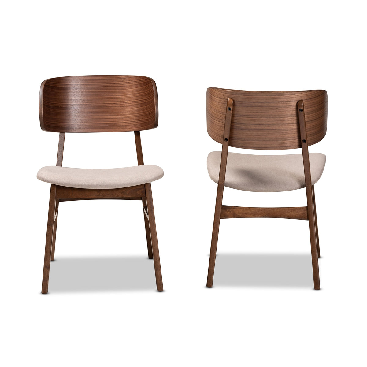 Beige Wood Dining Chair Set (2PCs) D7597