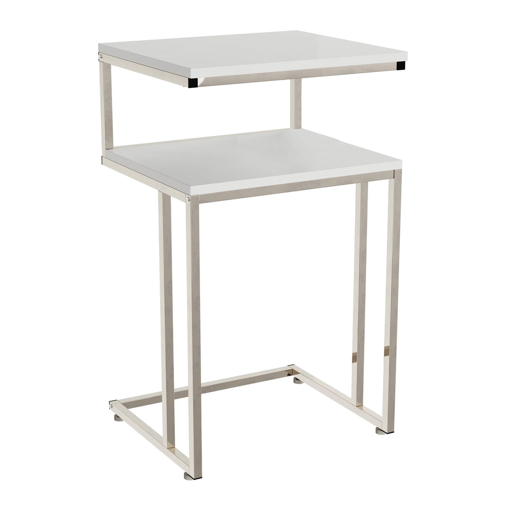 White 2-Tier C-Shaped Side Table H54112