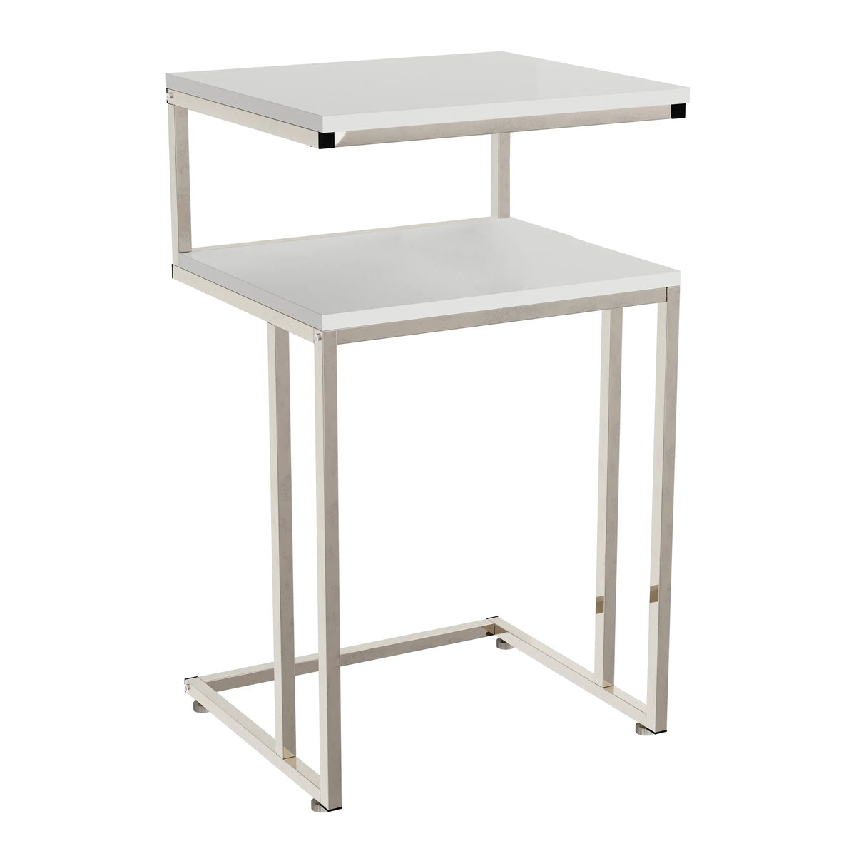 White 2-Tier C-Shaped Side Table H54112